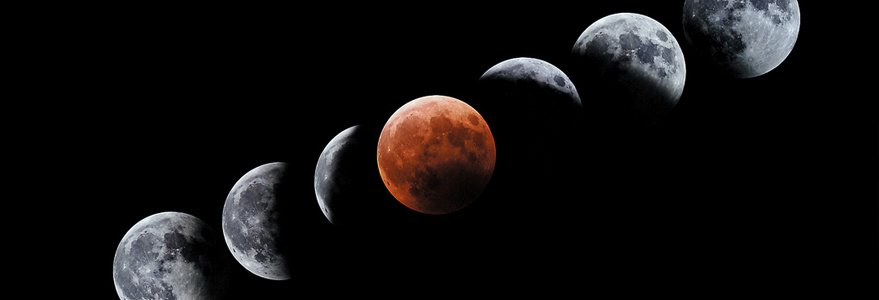 Kolejne fazy zaćmienia Księżyca w roku 2003. Źródło: J.C. Casado / starryearth.com