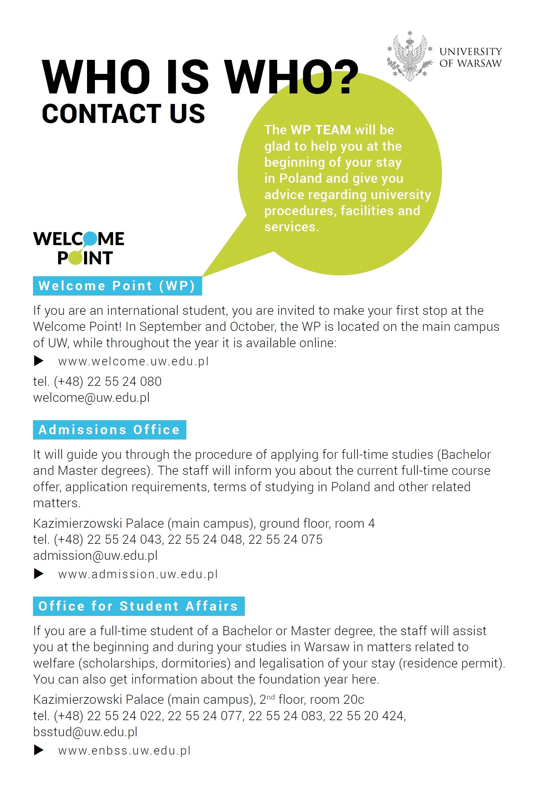 Ulotka Welcome Point - Who is who?