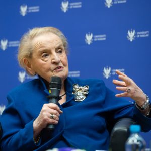 Spotkanie z prof. M. Albright na UW, 8 marca.