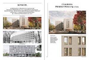 Publikacja poświęcona konkursowi na koncepcję architektoniczno-urbanistyczną dla inwestycji „Budowa domu studenckiego na Kampusie Służewiec”