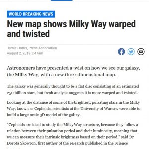 Australia, Herald Sun: https://www.heraldsun.com.au/news/breaking-news/new-map-shows-milky-way-warped-and-twisted/news-story/eca470fb2258e94a3014e53da9fb482b