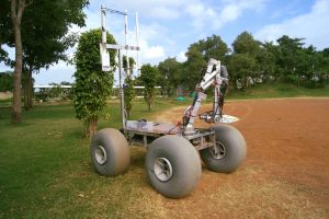 Łazik drużyny University of Warsaw Rover Team podczas IRC 2020. Fot. Facebook.com/uwroverteam.