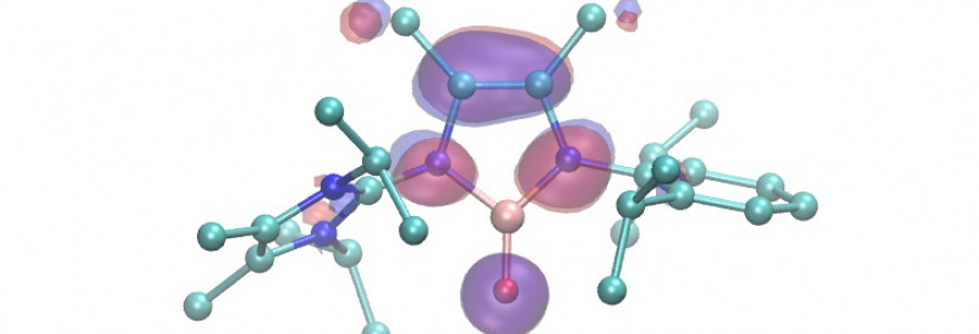 Schematyczna struktura nowego związku chemicznego zawierającego wiązanie B=O oraz model teoretyczny tego związku.
