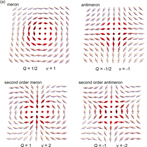 Pola wektorowe meronów i anty-meronów pierwszego i drugiego rzędu. Źródło: Wydział Fizyki UW, M. Król.
