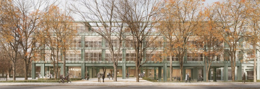 Wizualizacja budynku przy ul. Furmańskiej wg koncepcji pracowni Piotr Bujnowski Architekt, która zajęła I miejsce w konkursie architektonicznym