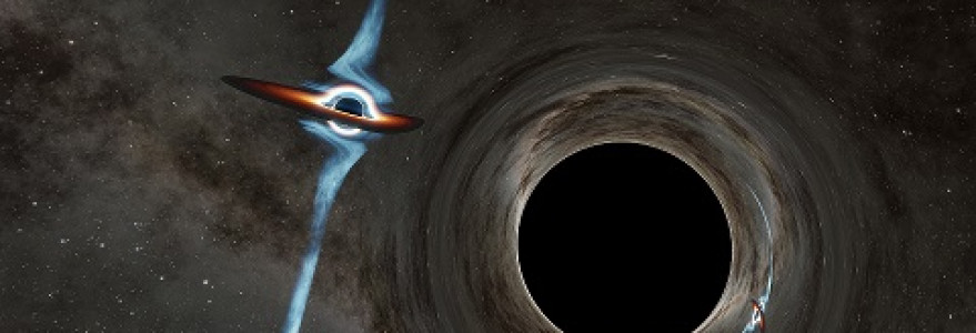 Artystyczna wizja układu podwójnego supermasywnych czarnych dziur w kwazarze, fot. Caltech, R.Hurt (IPAC)