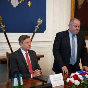 Borut Pahor, prezydent Słowenii podczas wykładu na UW. Fot. M. Kaźmierczak/UW.