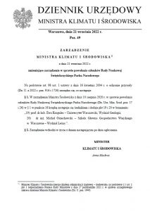 Przejdź do Zarządzenia Ministra Klimatu i Środowiska z dnia 21 września 2021 r. zmieniającego zarządzenie w sprawie powołania członków Rady Naukowej Świętokrzyskiego Parku Narodowego.