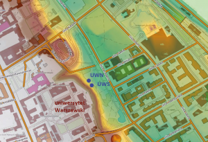 Źródła uniwersyteckie w Parku Kazimierzowskim. Grafika Wydz. Geologii UW