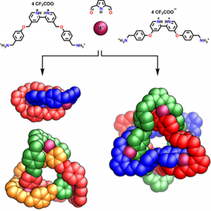 Ogólny schemat syntezy węzłów molekularnych oraz wizualizacja otrzymanych struktur.