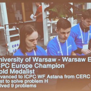 Studenci UW zdobyli Akademickie Mistrzostwo Europy w Programowaniu Zespołowym. Źródło: Wydział Matematyki, Informatyki i Mechaniki Uniwersytetu Warszawskiego